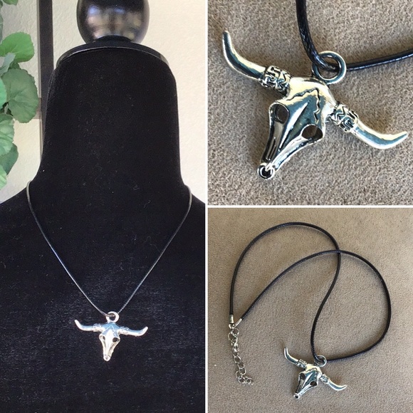 Other - Boutique new- bull skull leather necklace cool
